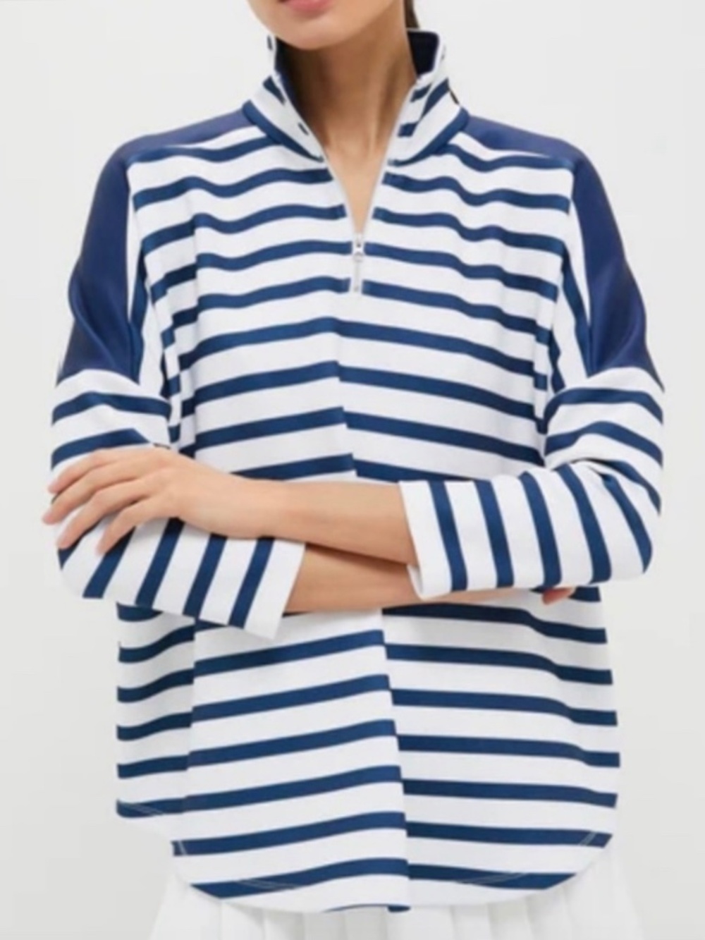 NWT Tuckernuck Sport Blue & White Stripe Hudson Quarter Zip XS/S - Picture 8 of 10